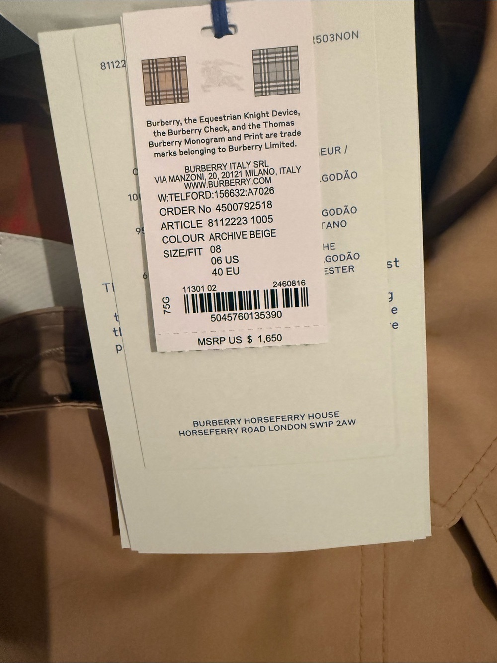 Burberry Double-Breasted Camel Trench Coat - Picture 9 of 12